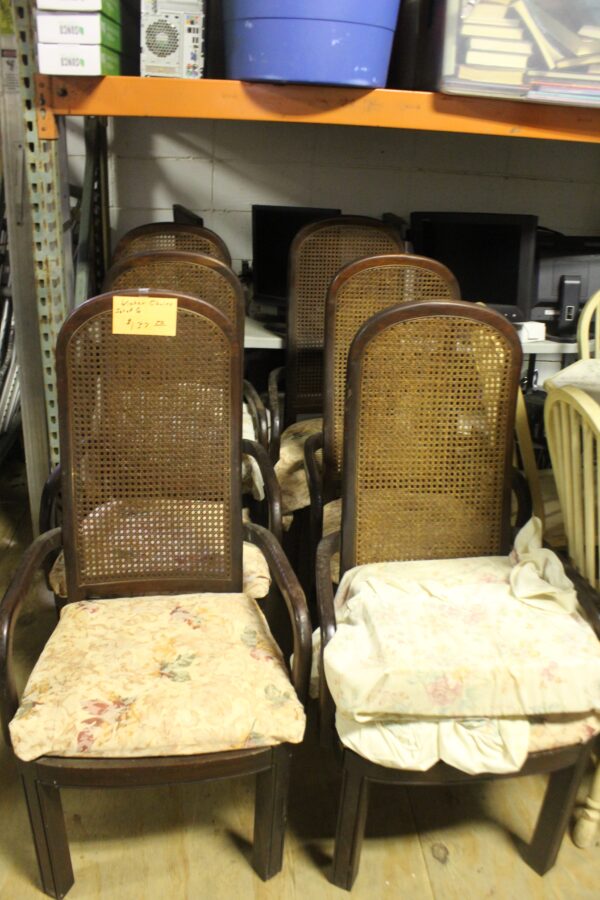 Six Wicker Back Cushioned Chairs